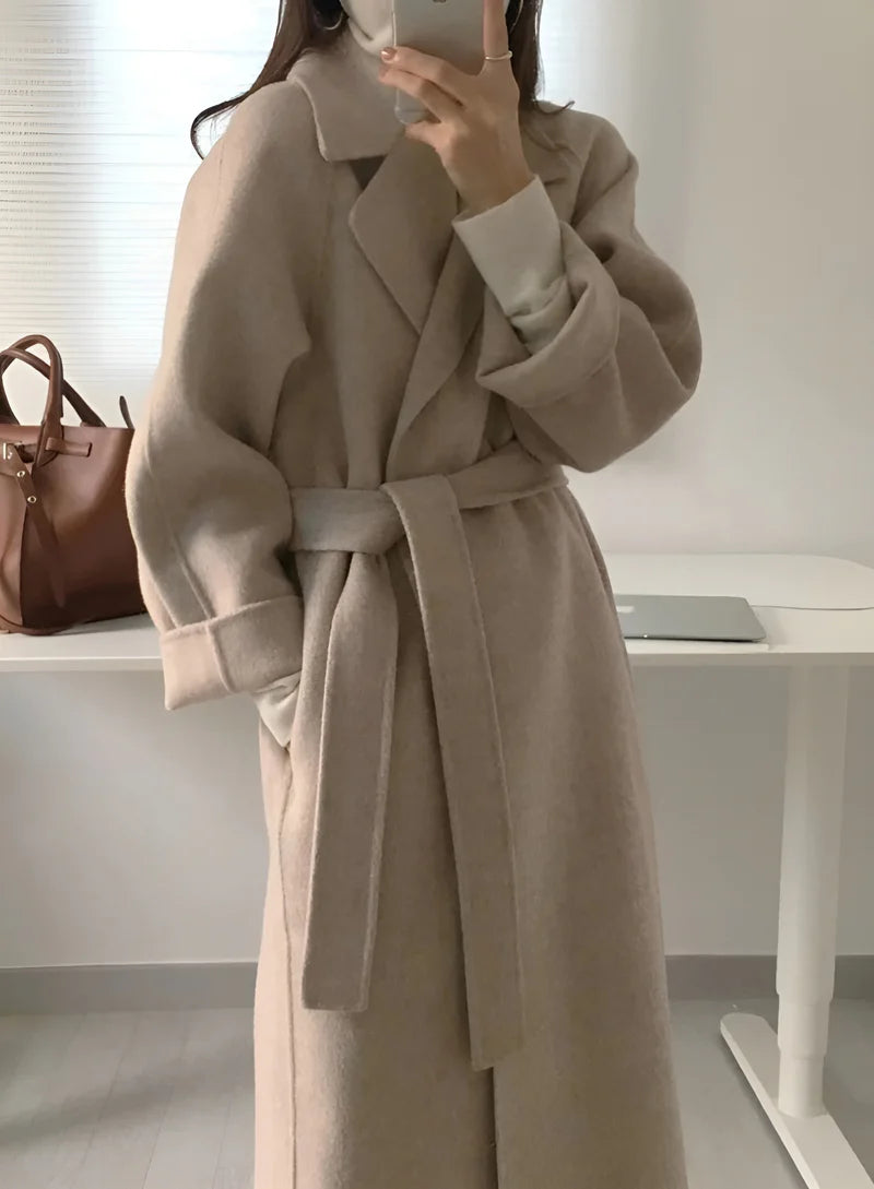 Belted Long Coat For Fall