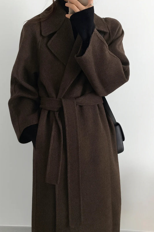 Belted Long Coat For Fall