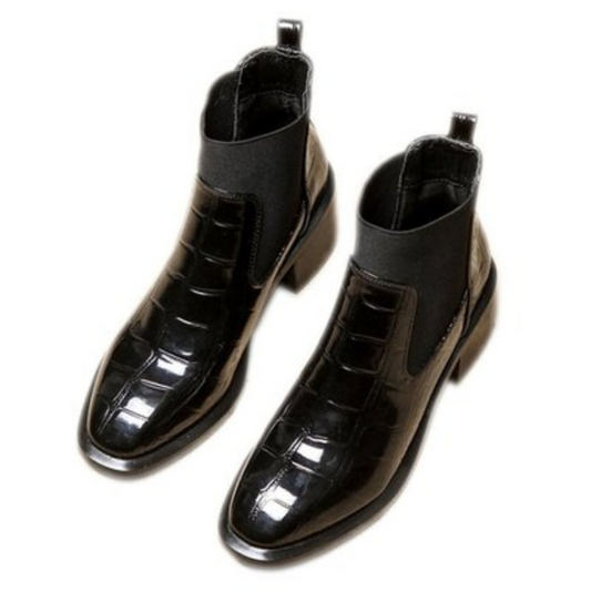 Croc-Embossed Chelsea Boots For Fall Wear