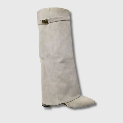 Knee High Flared Heel Boots