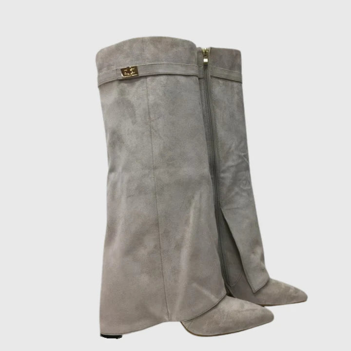 Knee High Flared Heel Boots