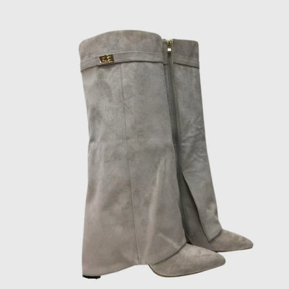 Knee High Flared Heel Boots