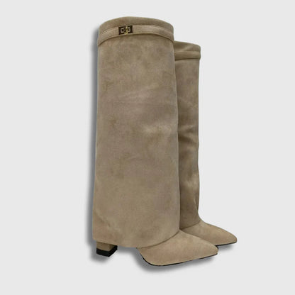 Knee High Flared Heel Boots