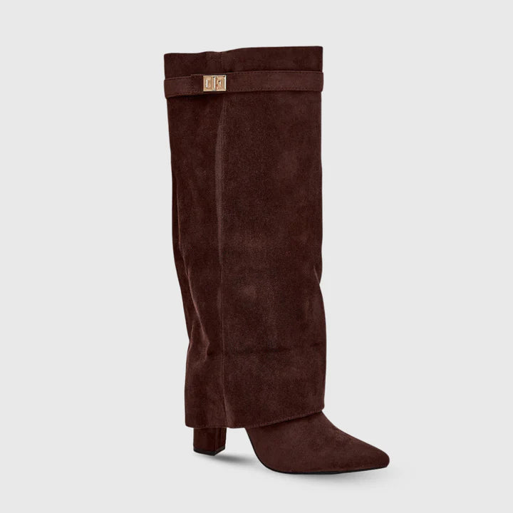Knee High Flared Heel Boots