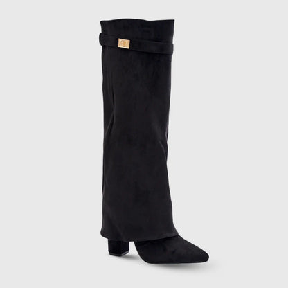 Knee High Flared Heel Boots