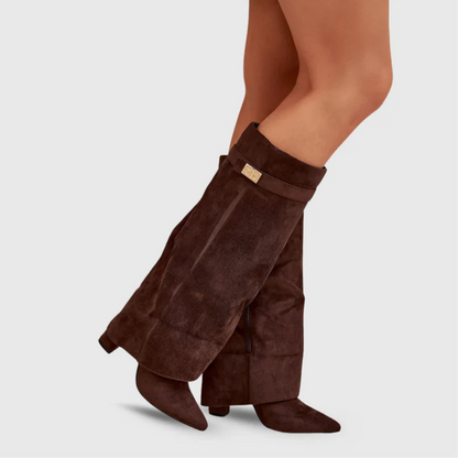 Knee High Flared Heel Boots