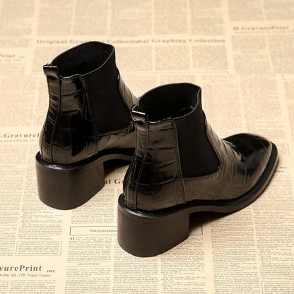 Croc-Embossed Chelsea Boots For Fall Wear
