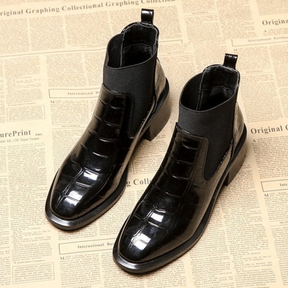 Croc-Embossed Chelsea Boots For Fall Wear