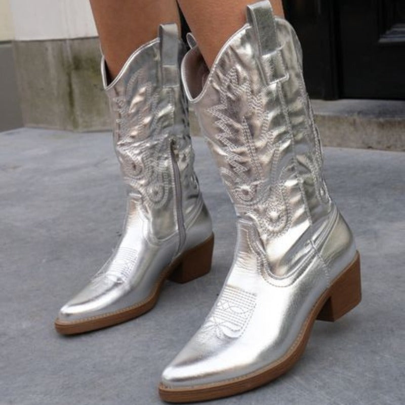 Fall Metallic Western Boots