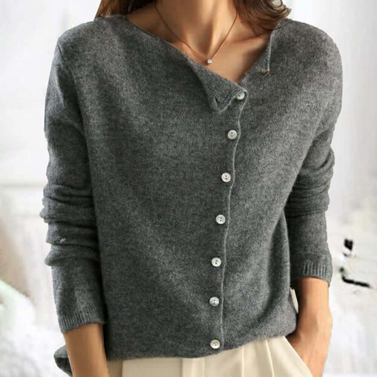 Asymmetric Button Cardigan