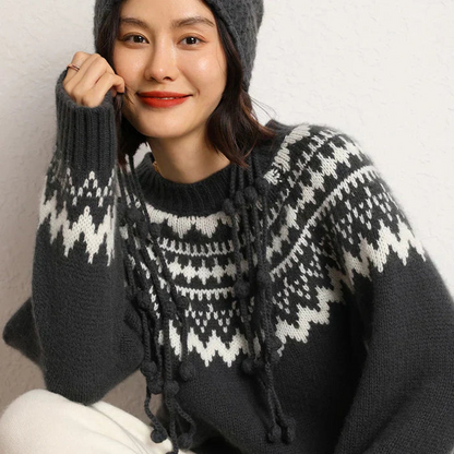 Fall Geometric Yoke Turtleneck