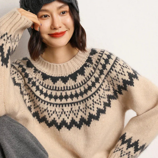 Fall Geometric Yoke Turtleneck