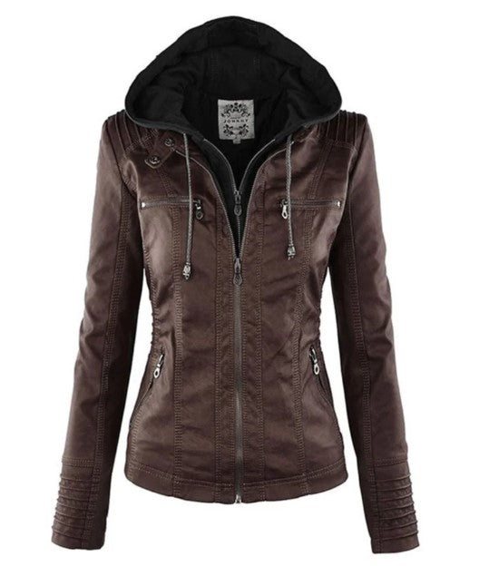 Hooded Moto Jacket For Fall
