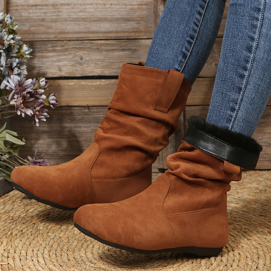 Slouch Mid Calf Boots For Fall Wear