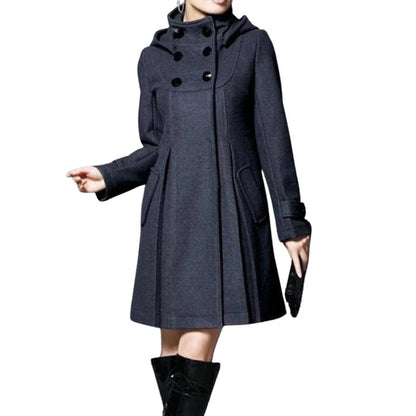Wool Blend Double-Breasted Coat