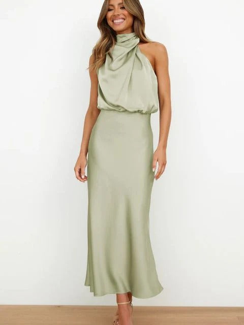 DrapeNeck Halter Dress