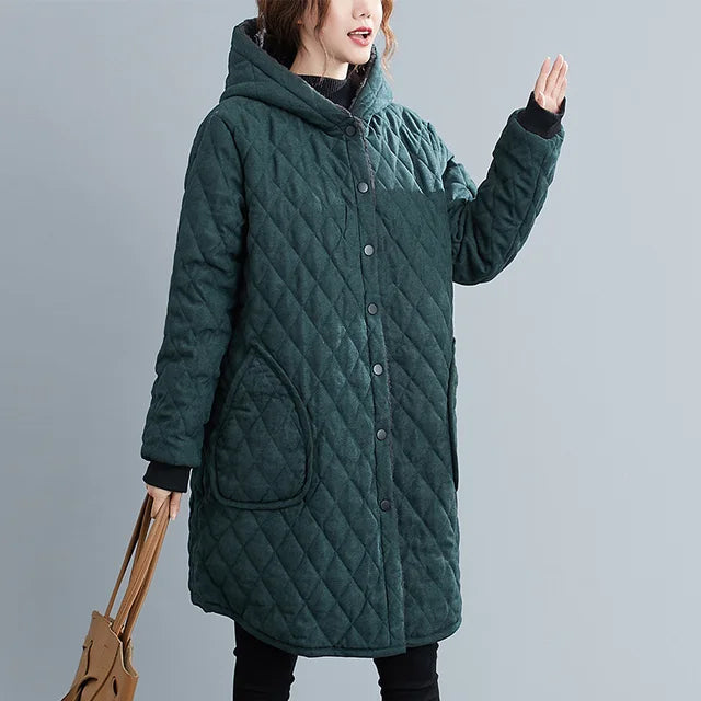 Quilted Hooded Coat For Fall