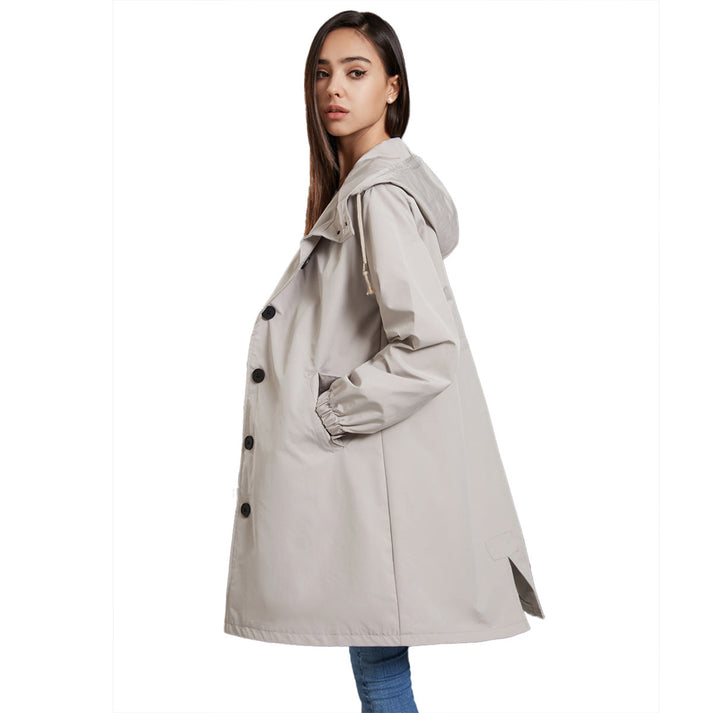 Button-Front Hooded Coat For Fall