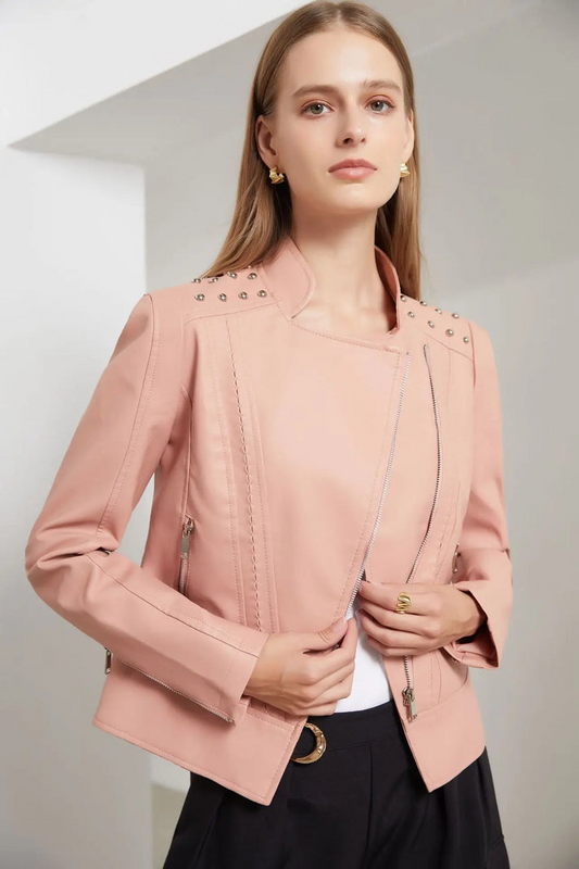Fall Studded Collar Moto Jacket