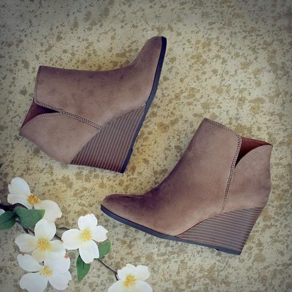 Fall Suede Wedge Ankle Boots