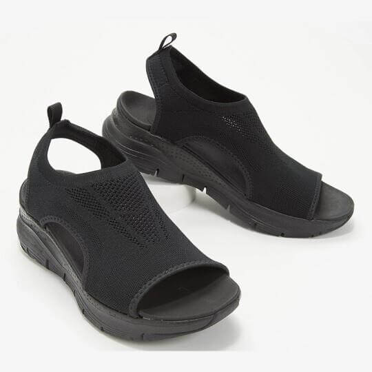 Cross-Stitched Sling Sandals