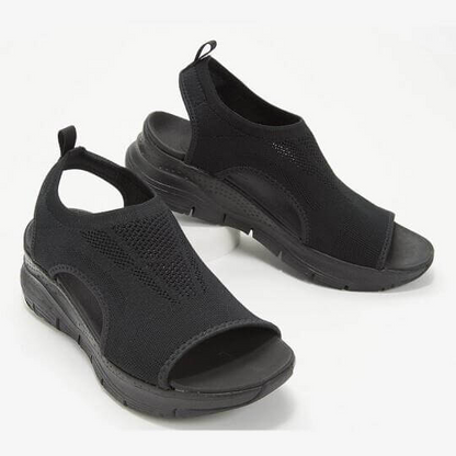 Cross-Stitched Sling Sandals