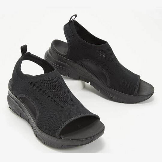 Cross-Stitched Sling Sandals