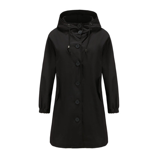 Button-Front Hooded Coat For Fall