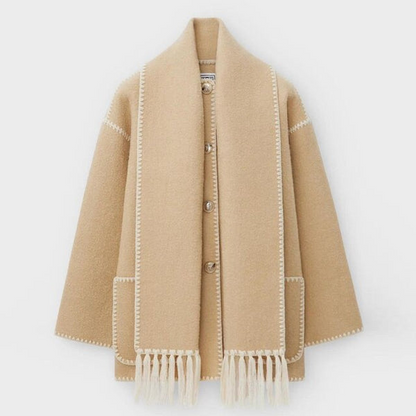 Fall Scarf-Collar Wool Coat