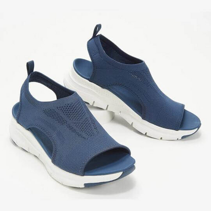Cross-Stitched Sling Sandals