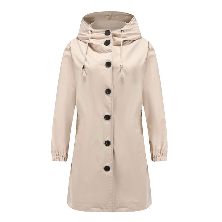 Button-Front Hooded Coat For Fall