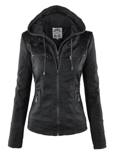 Hooded Moto Jacket For Fall