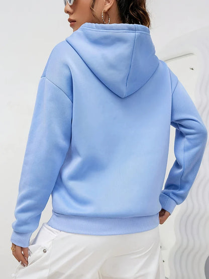 Women’s Pullover Hoodie – Long Sleeve With Kangaroo Pocket and Heart Chest Graphic for Fall Layering
