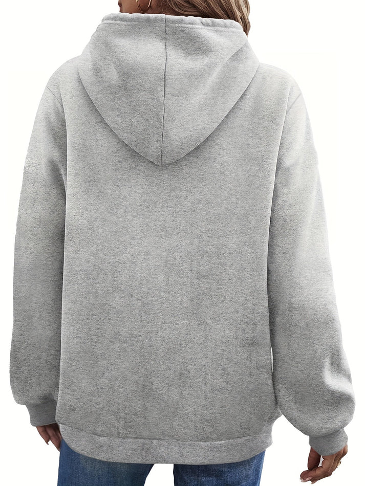 Women’s Pullover Hoodie – Cartoon Cat Graphic With Kangaroo Pocket for Fall Layering