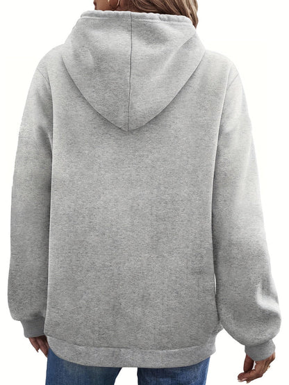 Women’s Pullover Hoodie – Cartoon Cat Graphic With Kangaroo Pocket for Fall Layering
