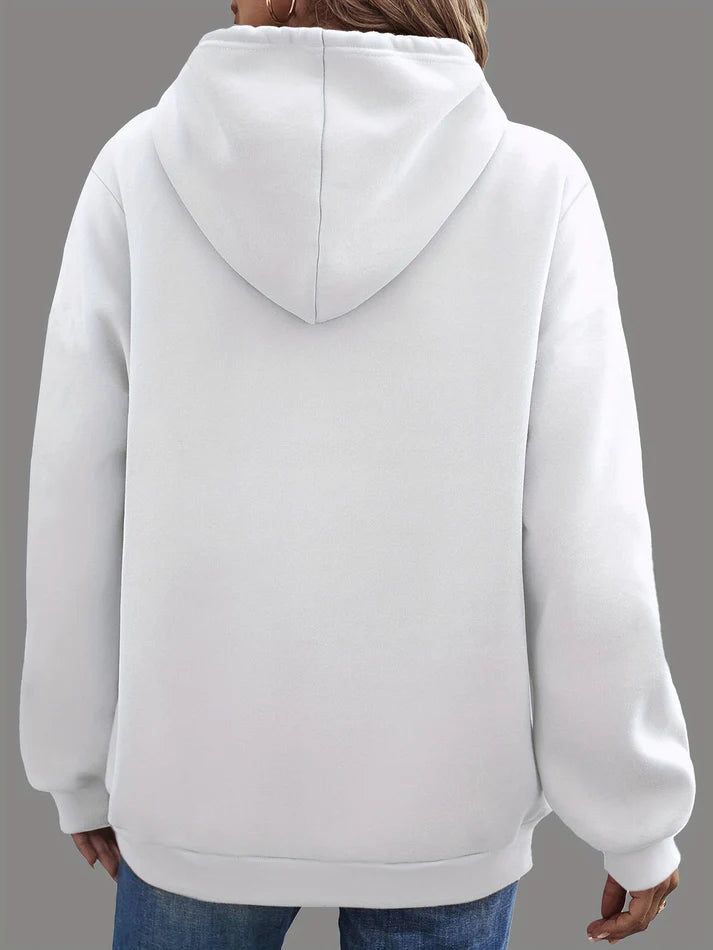 Women’s Pullover Hoodie – Cartoon Cat Graphic With Kangaroo Pocket for Fall Layering