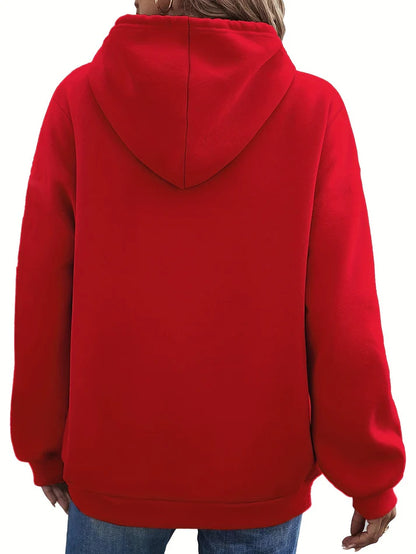 Women’s Pullover Hoodie – Cartoon Cat Graphic With Kangaroo Pocket for Fall Layering