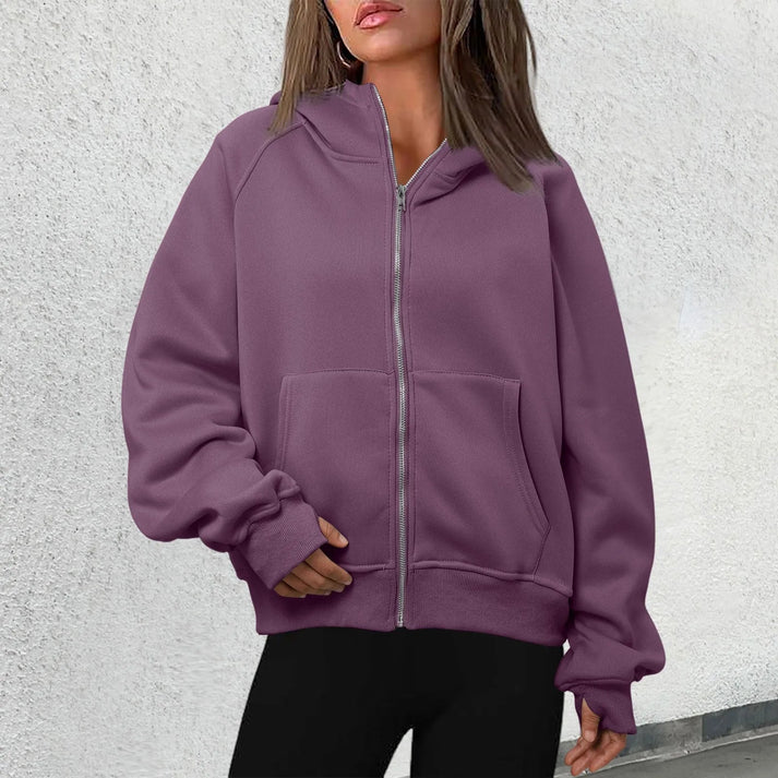 Women’s Zip Hoodie Jacket – Front Zip Closure With Kangaroo Pockets for Fall Layering