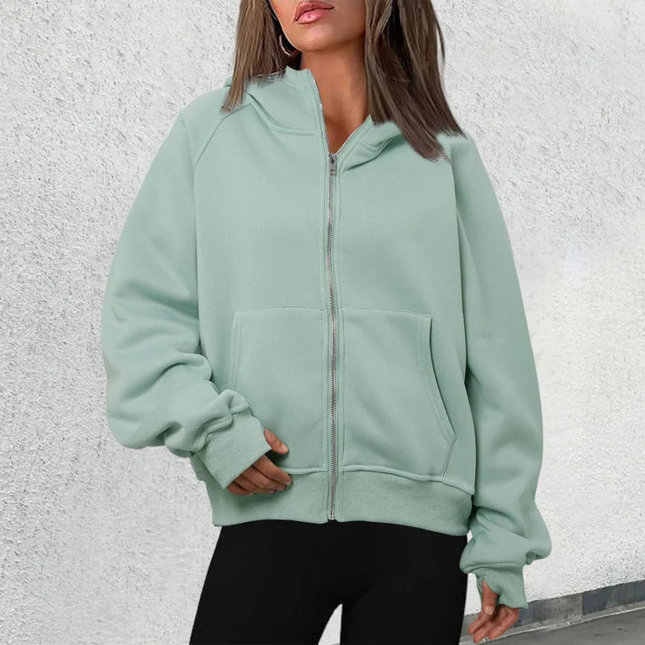 Women’s Zip Hoodie Jacket – Front Zip Closure With Kangaroo Pockets for Fall Layering
