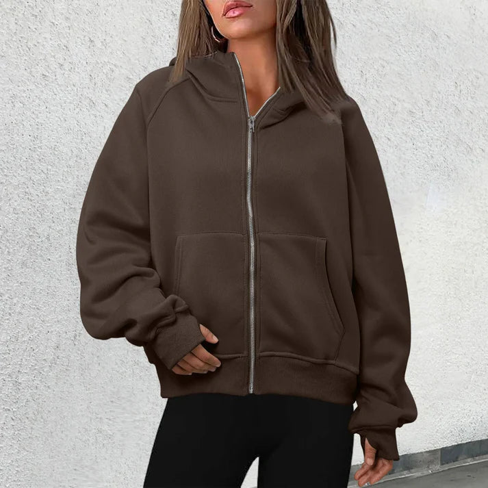 Women’s Zip Hoodie Jacket – Front Zip Closure With Kangaroo Pockets for Fall Layering