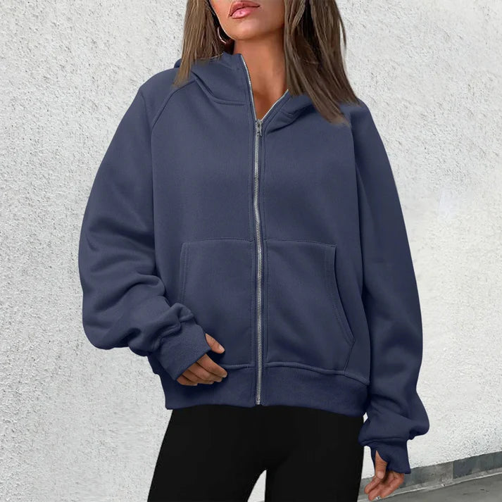 Women’s Zip Hoodie Jacket – Front Zip Closure With Kangaroo Pockets for Fall Layering