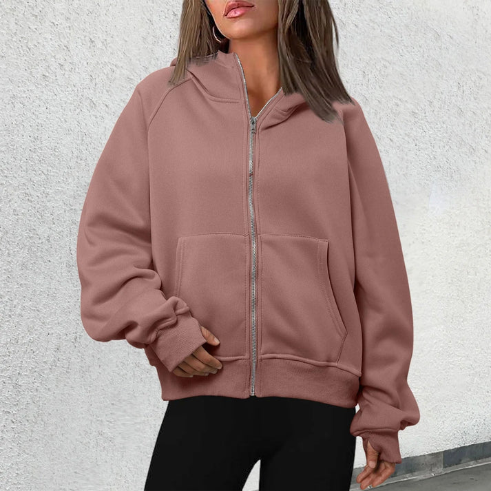 Women’s Zip Hoodie Jacket – Front Zip Closure With Kangaroo Pockets for Fall Layering