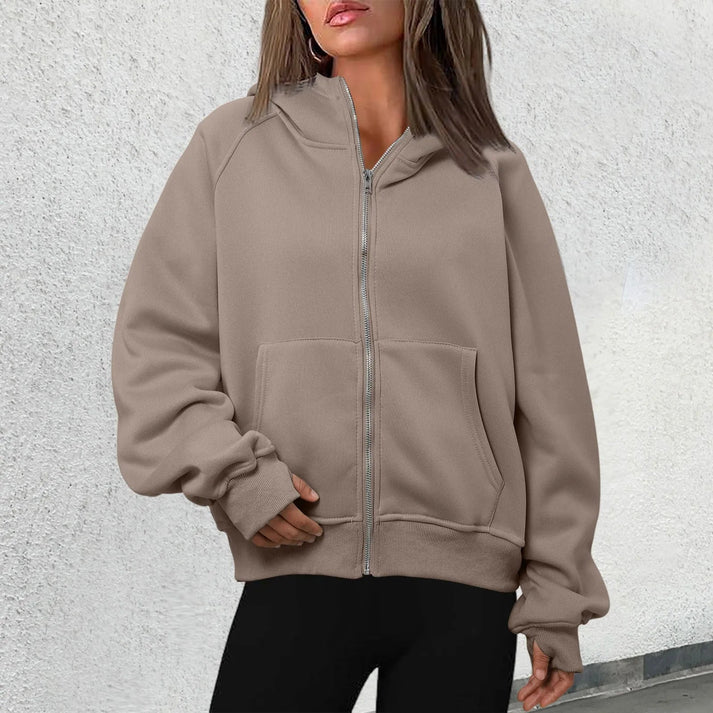 Women’s Zip Hoodie Jacket – Front Zip Closure With Kangaroo Pockets for Fall Layering