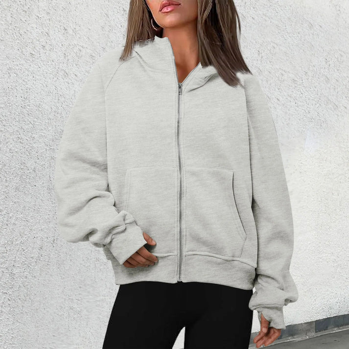 Women’s Zip Hoodie Jacket – Front Zip Closure With Kangaroo Pockets for Fall Layering