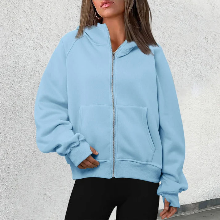 Women’s Zip Hoodie Jacket – Front Zip Closure With Kangaroo Pockets for Fall Layering