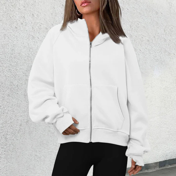 Women’s Zip Hoodie Jacket – Front Zip Closure With Kangaroo Pockets for Fall Layering