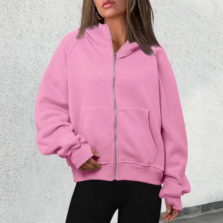 Women’s Zip Hoodie Jacket – Front Zip Closure With Kangaroo Pockets for Fall Layering