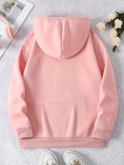 Women’s Graphic Pullover Hoodie – Long Sleeve With Smiley Face Print and Kangaroo Pocket for Fall Layering