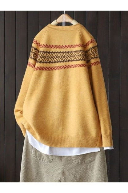 Patterned Button-Front Cardigan