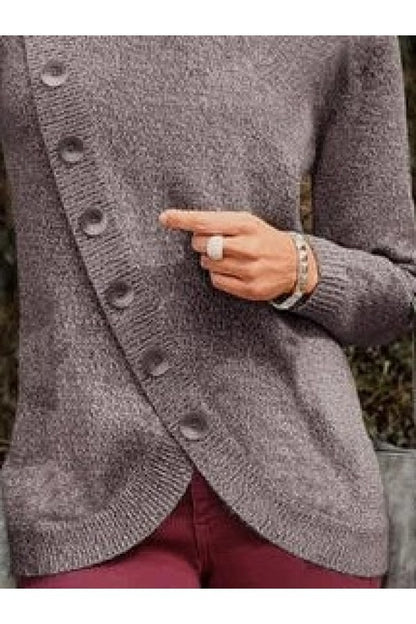Fall Asymmetrical Button Sweater